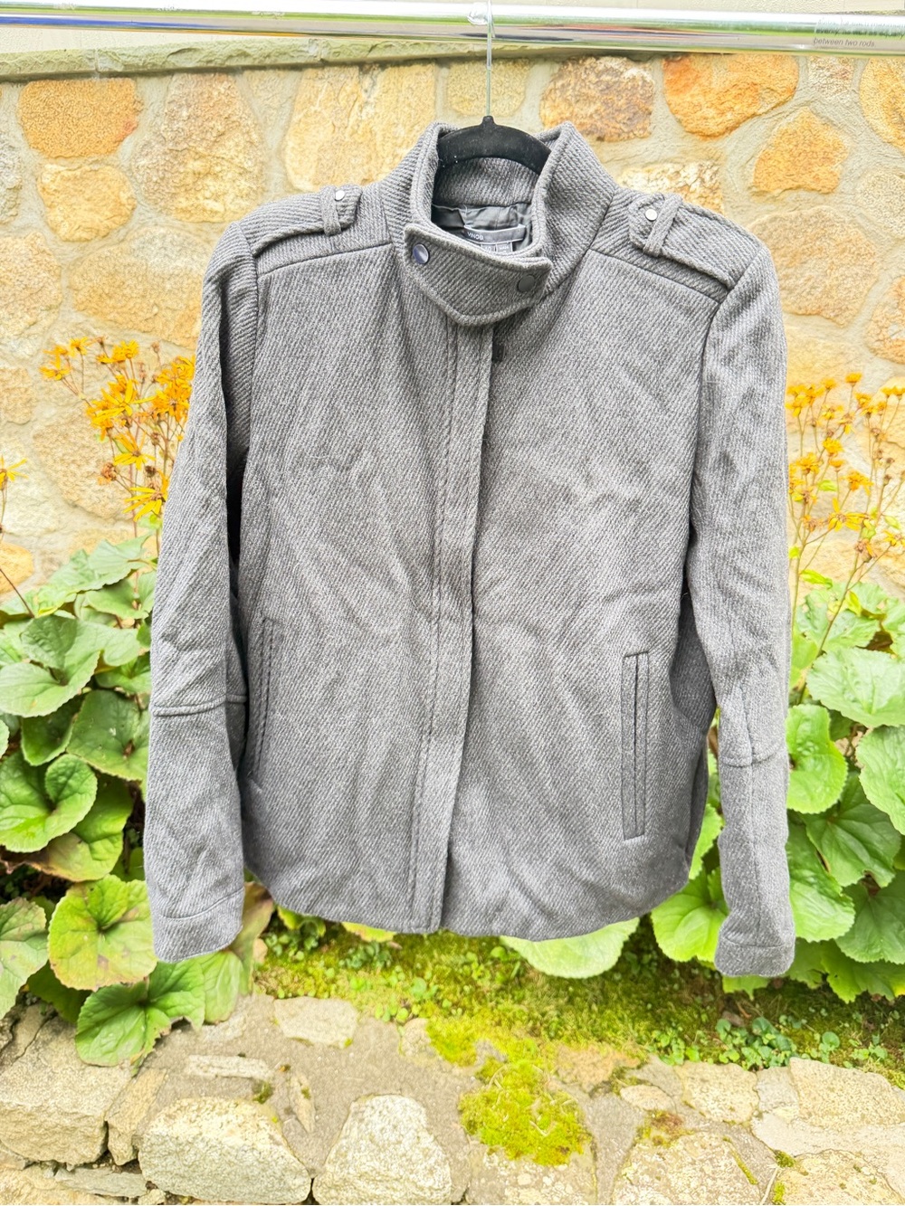 Vince Gray Stand-Collar Pea Coat